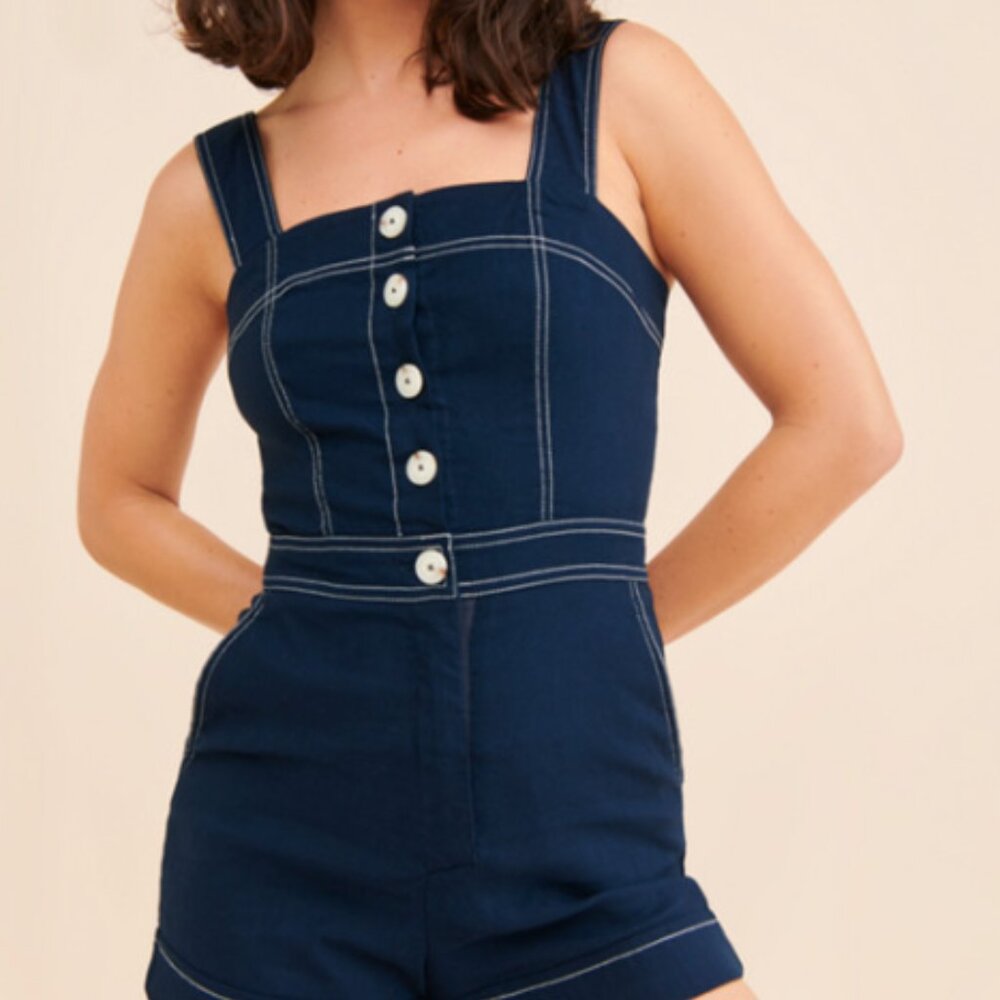 Portside Button Front Romper by Maeve
